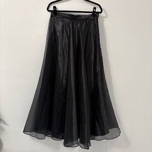 JS Collection Black Chiffon Formal Maxi Skirt Sz 12 Witchy Wicked